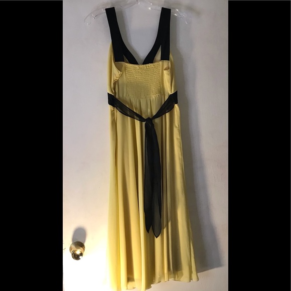 Johnathan Martin Size 6 Yellow & Black Midi Dress - Picture 3 of 13